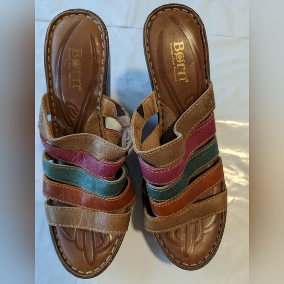 Born Slip On Rainbow Wedges, Sandals, Size 9 - Picture 4 of 7